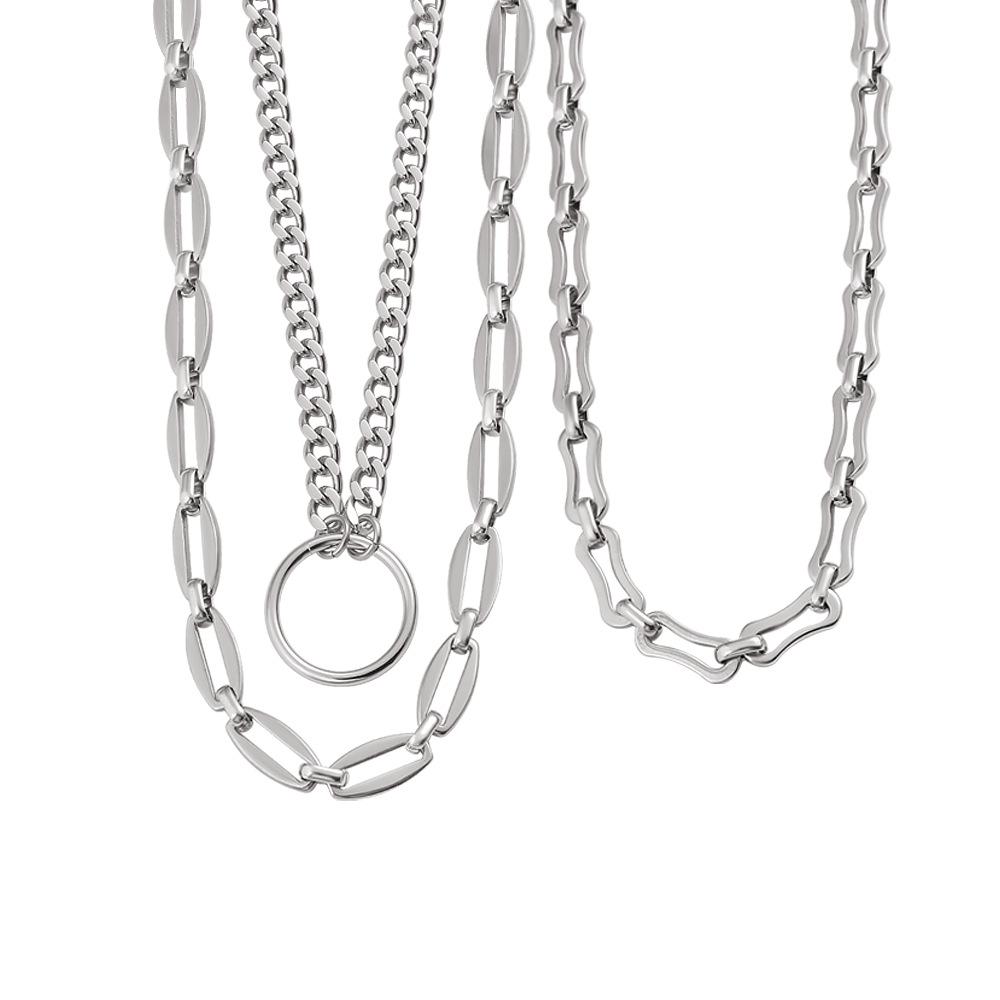 Retro Hip-Hop Multi-layer Stackable Stainless Steel Necklace