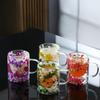 1Pcs Dried Flower Decorative Milk Tea Cup 150/300Ml Double-Layer Dried Flower Glass Cup High Temperature Resistant Coffee Cup