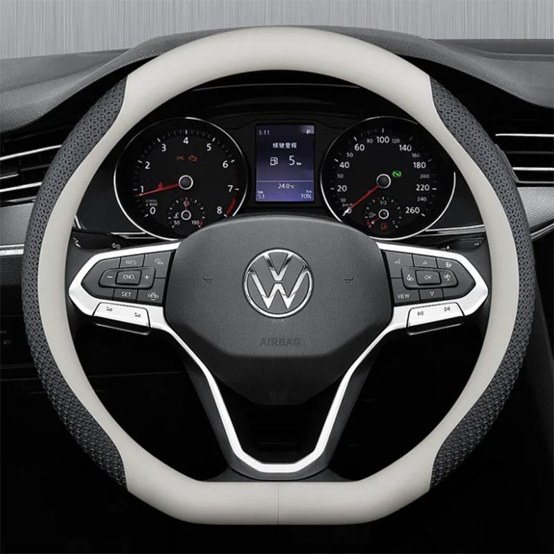 Leather Car Steering Wheel Cover for Volkswagen ID5 ID4 ID3 ID7 ID6 Pro Crozz GTX    2024 Auto Interior Accessories