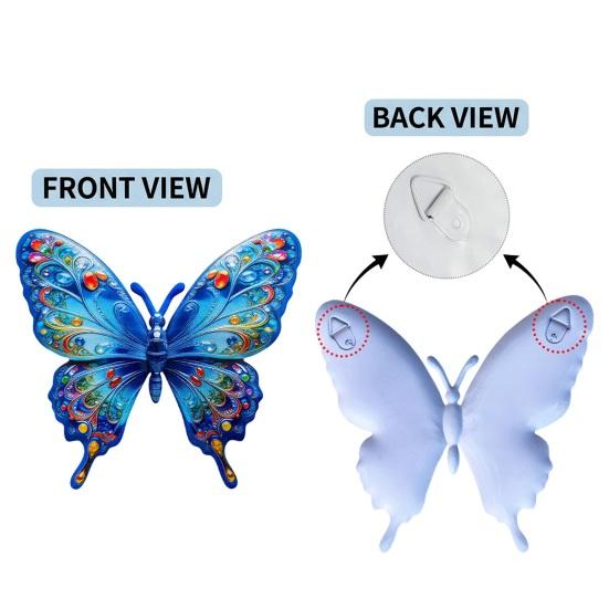 Yousheng Metall Schmetterling Wanddeko Außen Zaun Wandkunst Skulptur 3D Eisen Schmetterling Hängende Dekoration für Frühling Garten Terrasse Balkon Haus Hof