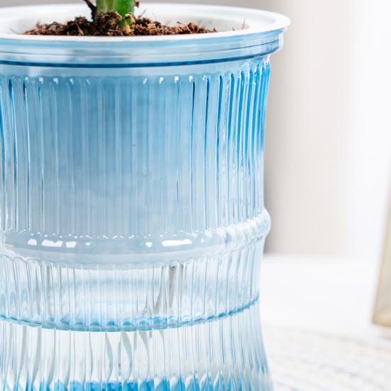 Selbstbewässernder Pflanztopf mit Reservoir, Drainagelöchern, transparentem Bambusdesign, Pflanztopf für Afrikanisches Veilchen, Sukkulenten