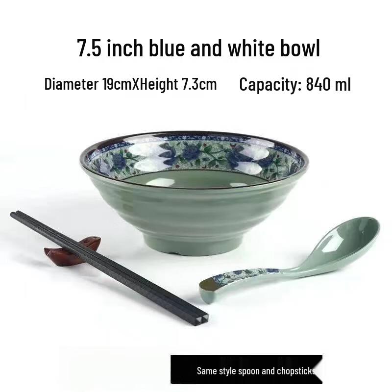 Jijun Melamine Blue & White Threaded Noodle Bowl (Pack of 10)