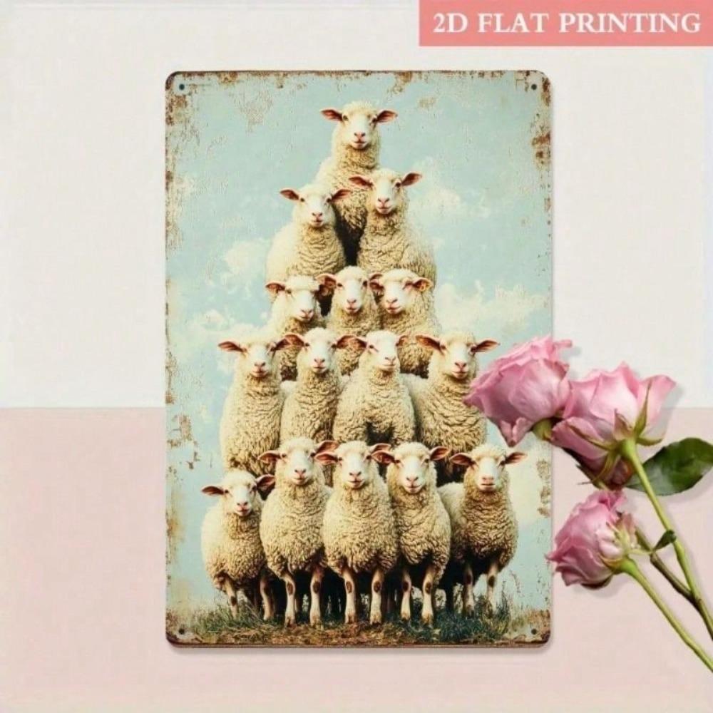 Vintage Sheep Metal Poster, Wall Art Decor for Living Room