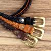 Genuine Leather Hand-Woven Women'S Leather Copper Buckle Without Punching Pin Buckle Decoration With Jeans Belt