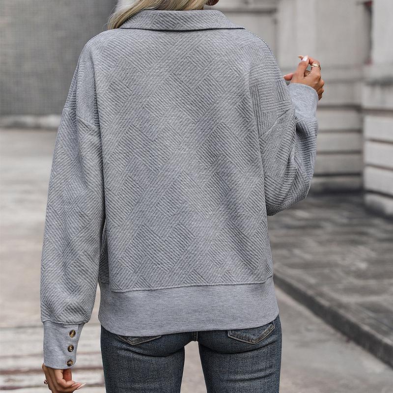 Yiyi 2025 Autumn Women's Solid Color Lapel Hoodie - European & American Style