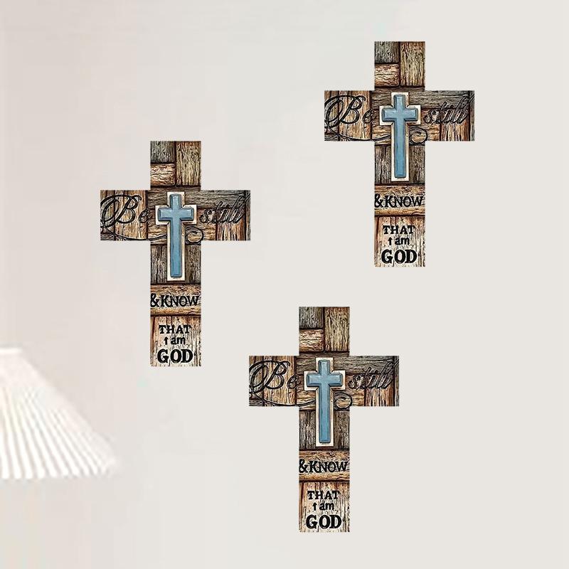 Vintage Wooden Cross Wall Hanging - Rustic Religious Art Decor For Easter, Handcrafted Farmhouse Or Church Home Decoration