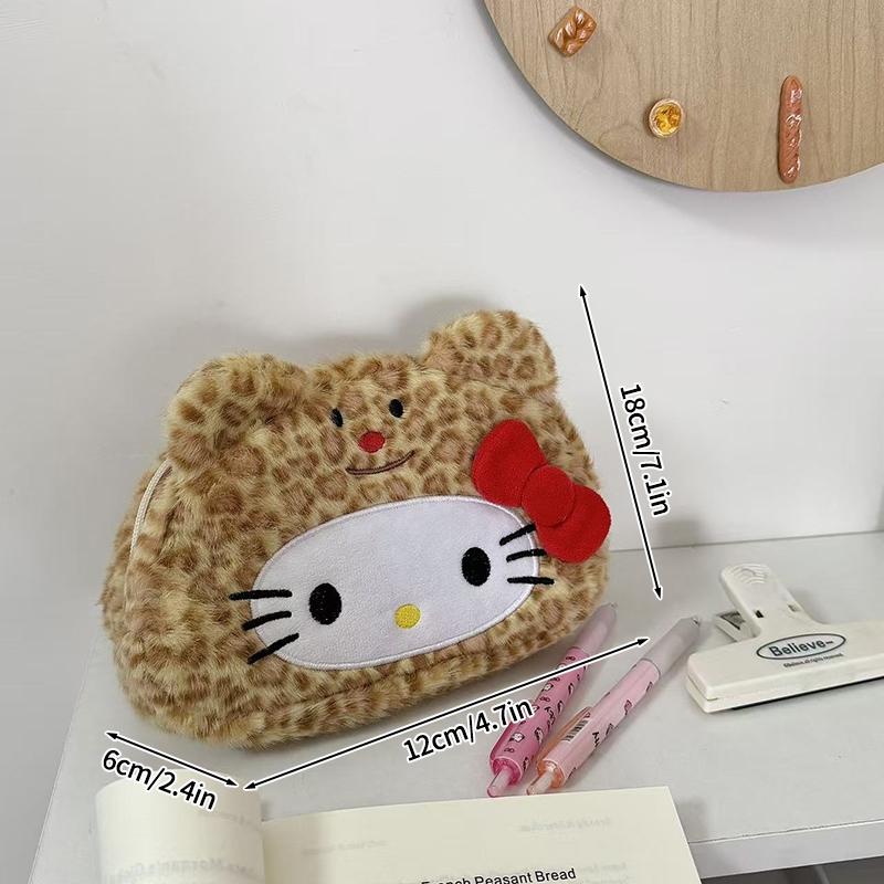 Hello Kitty Pencil Case Large Capacity Plush Pen Holder Hello Kitty Storage Bag Makeup Bag Cosmetics Pouch Desk Organizer Bag