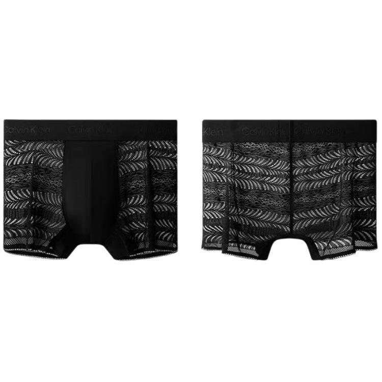 

Calvin Klein Solid Color Spliced Hollow Lace Low Rise Boxer Briefs Men underwear Space-Black NB3858-UB1 S