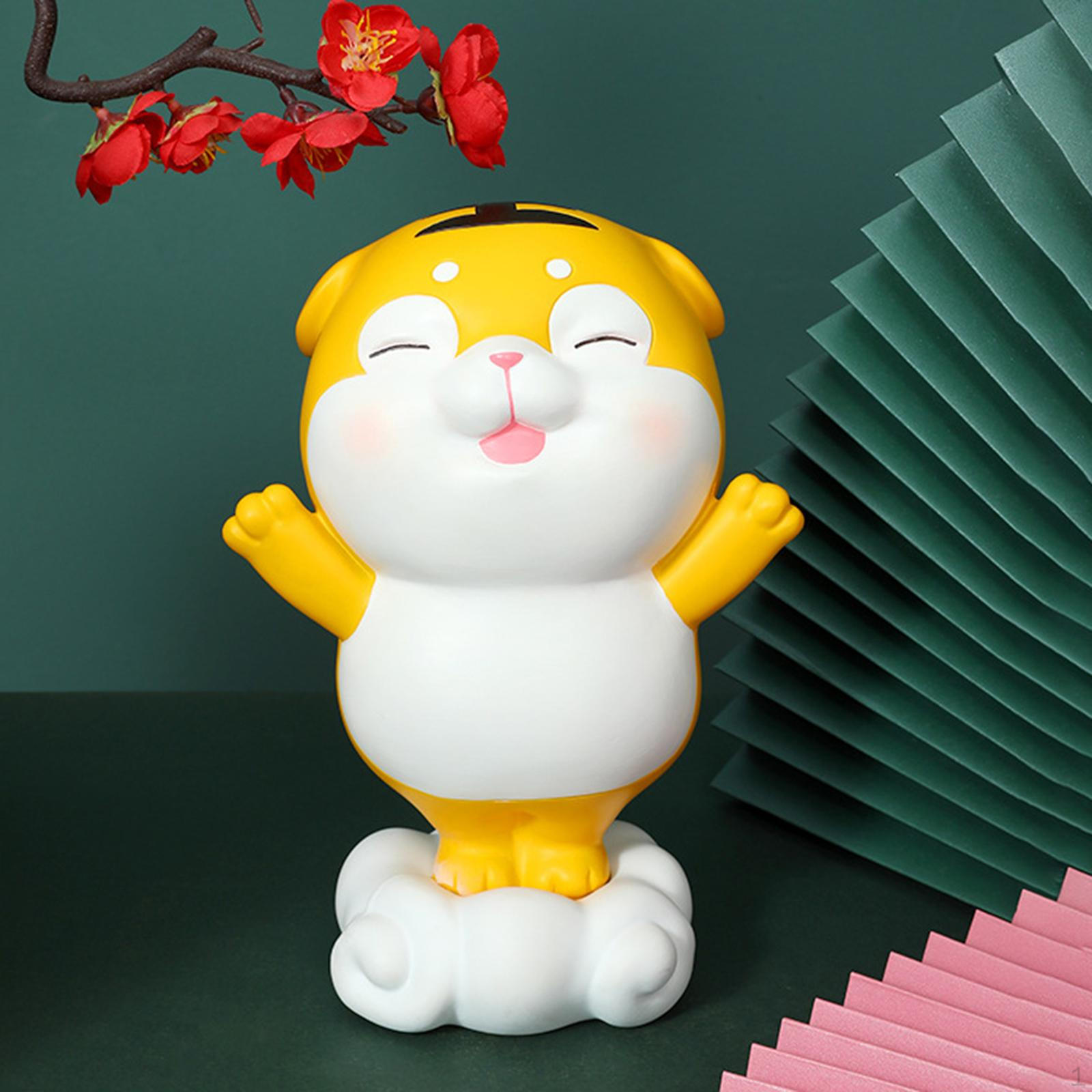 

Chinese Style Statue Piggy Coin Money Box Container Figurine Desk Decor for Wealth and Luck Gifts Standing