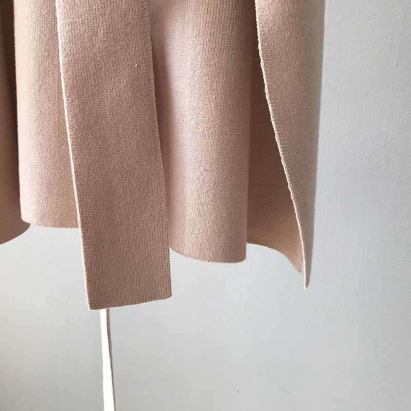 Split Hem Waist Coat with Belt Women's Autumn and Winter V-neck Knitted Vests Outer Wear Korean Version Loose Vest Women's Sleeveless Top