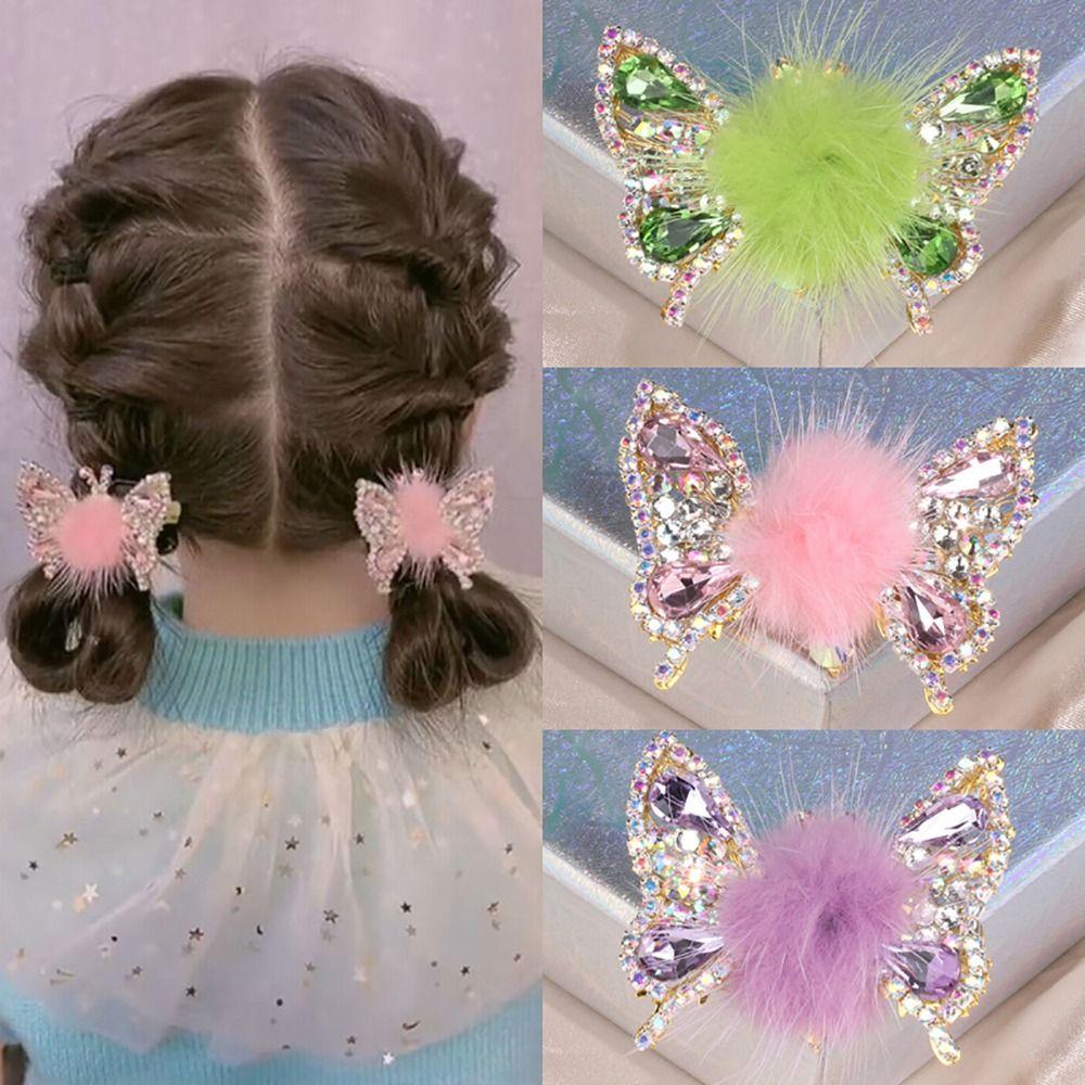 

Barrettes Headdress Plush Ball Korean Style Hairpin Butterfly Hairpin Side Clip Hair Accessories