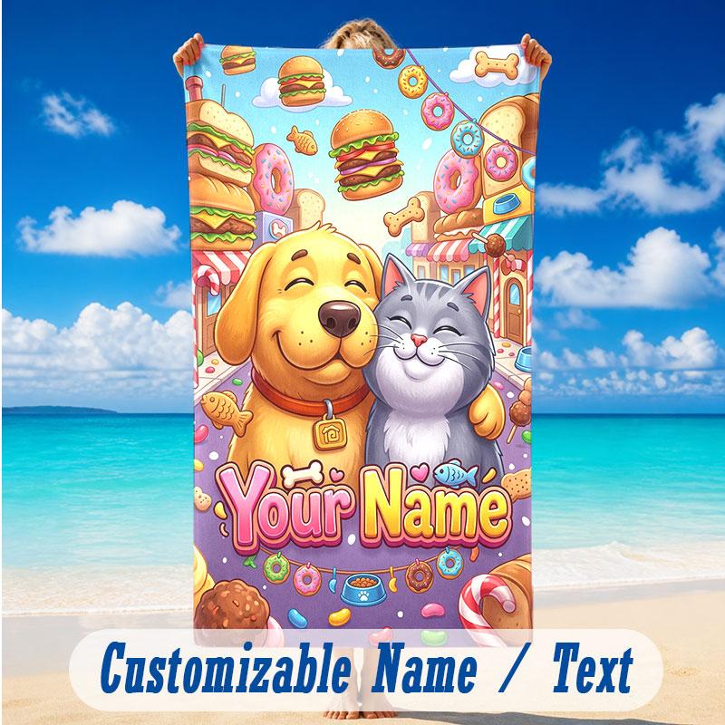 Fantasy Magic Theme Beach Towel Personalized Custom Name & Text Soft Quick Dry Beach Towel for Swimming Travel