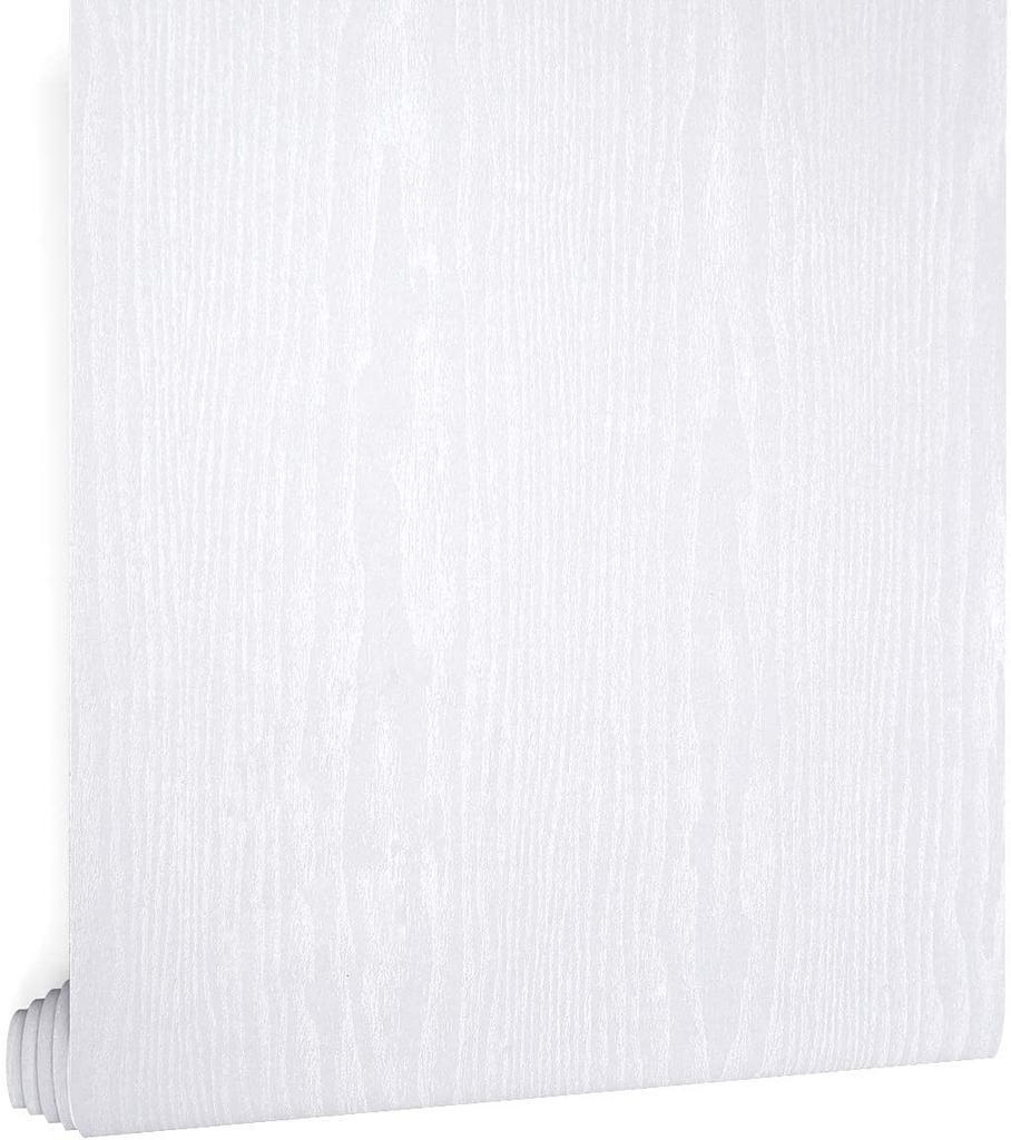 1pc Self-Adhesive White Wood Adhesive Paper Decorative Film For Furniture Real Wood Grain For Cabinet Decoration Easy to Clean
