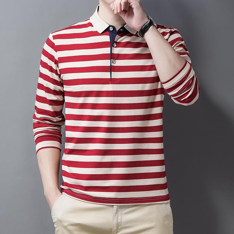 Новая мужская рубашка поло весна-осень с длинным рукавом и базовой рубашкой — фото 4