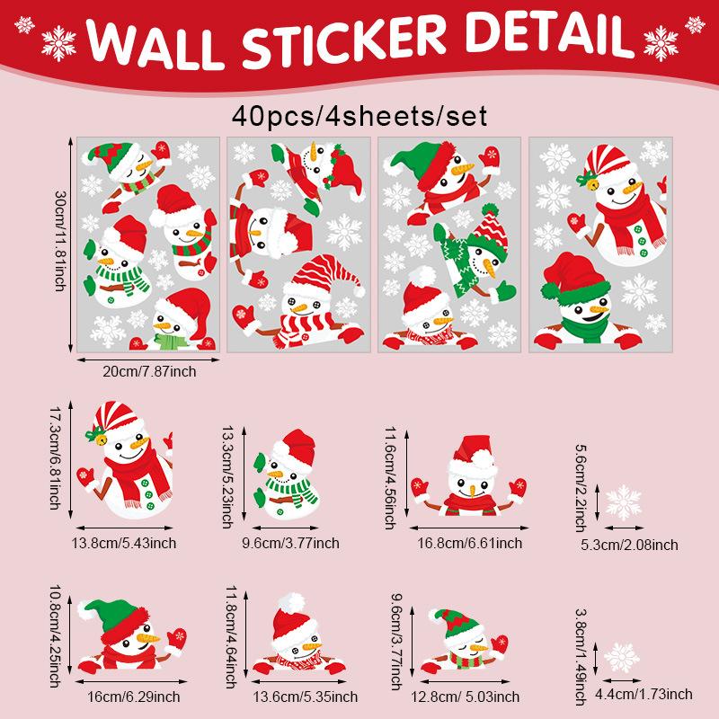 New Christmas window sticker cartoon Christmas snowman Christmas tree window Christmas snowflake decoration sticker