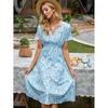 Women's V-neck Short-Sleeve Floral Slim and Sexy Dress
