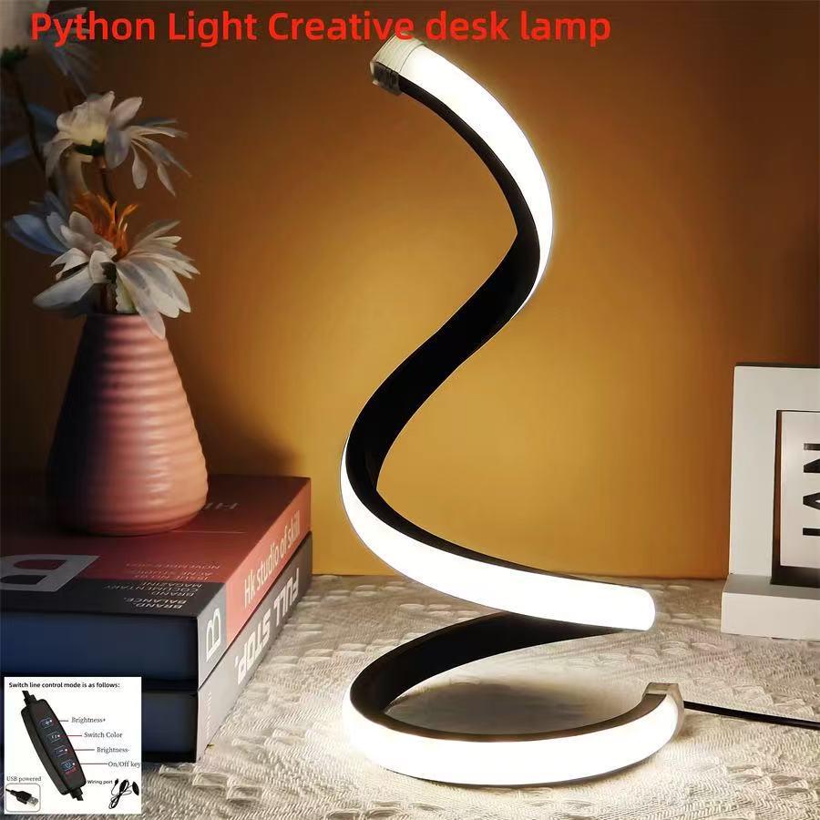 2025 Cross-border E-commerce: Modern Spiral, Adjustable LED, USB-Powered Desk Lamps