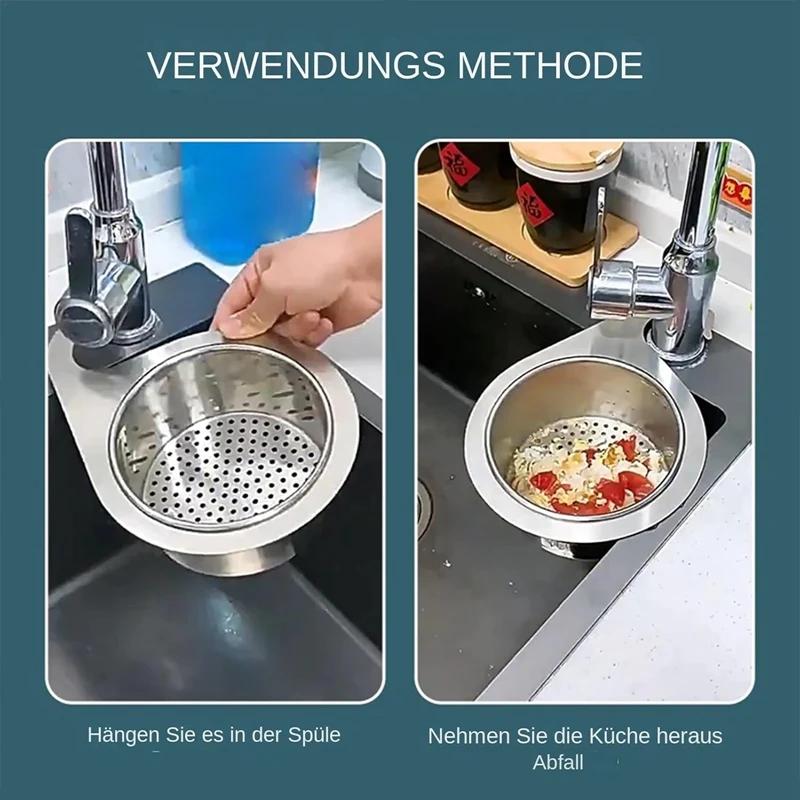Space Saving Stainless Steel Strainer Basket Kitchen Sink Garbage Filter Swan Dry and Wet Separation Hook Drain Rack Sink Filter
