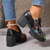 Ladies Shoes 2024 Brand Buckle Strap Women's High Heels Fashion Printing Office and Career New Round Toe Plus Size Heels Women