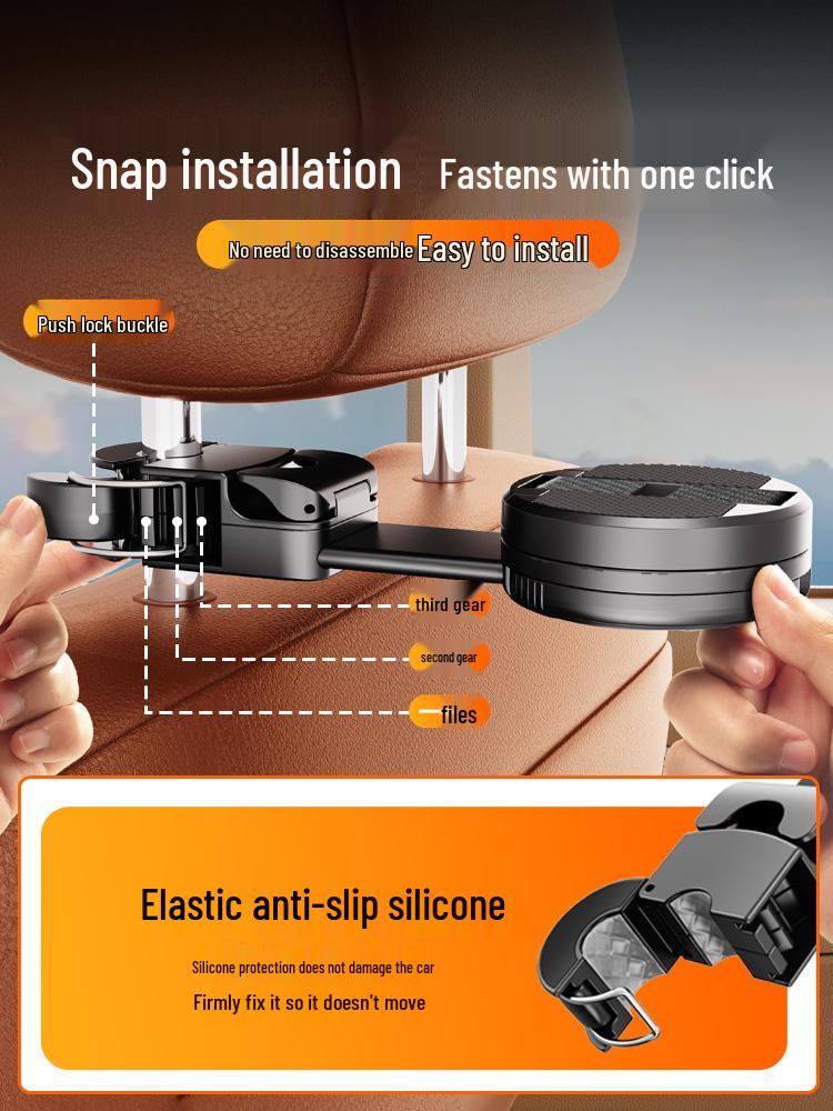 Car Rear Seat Phone Holder & Headrest Hook - Watch TV On-the-Go