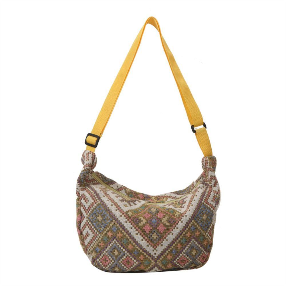 

Холщовая сумка кроссбоди большой вместимости, сумка под мышкой, сумка с вышивкой, уличная одежда жёлтый