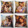 Mother Child Oil Painting Pattern Single-Sided Digital Printing Pillow Cover Short Plush Suitable Living Rooms Bedrooms Sofas