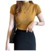 Women's Slim-Fit Large-Gauge Knit Half-High Neck Short Sleeve Top - Ideal Autumn/Winter Base Layer or Outerwear Sweater
