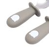 Toddler Stainless Steel Forks and Spoons Set Food Grade Cute Simple Silicone Toddler Safe Utensils Set A5# Gray Green