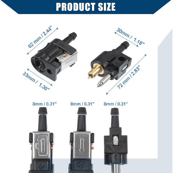 Boat Engine Fuel Line Connector Fitting 8mm Female Male Fuel Pipe Joint Comp Fitting for Yamaha Outboard Motor Fuel Tank Hose Pipe 5/16 / Durable/