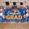 Graduation Banner Graduation Cap Design Academic Celebration Display Graduation Background Triangular Flags Grad Party Backdrop