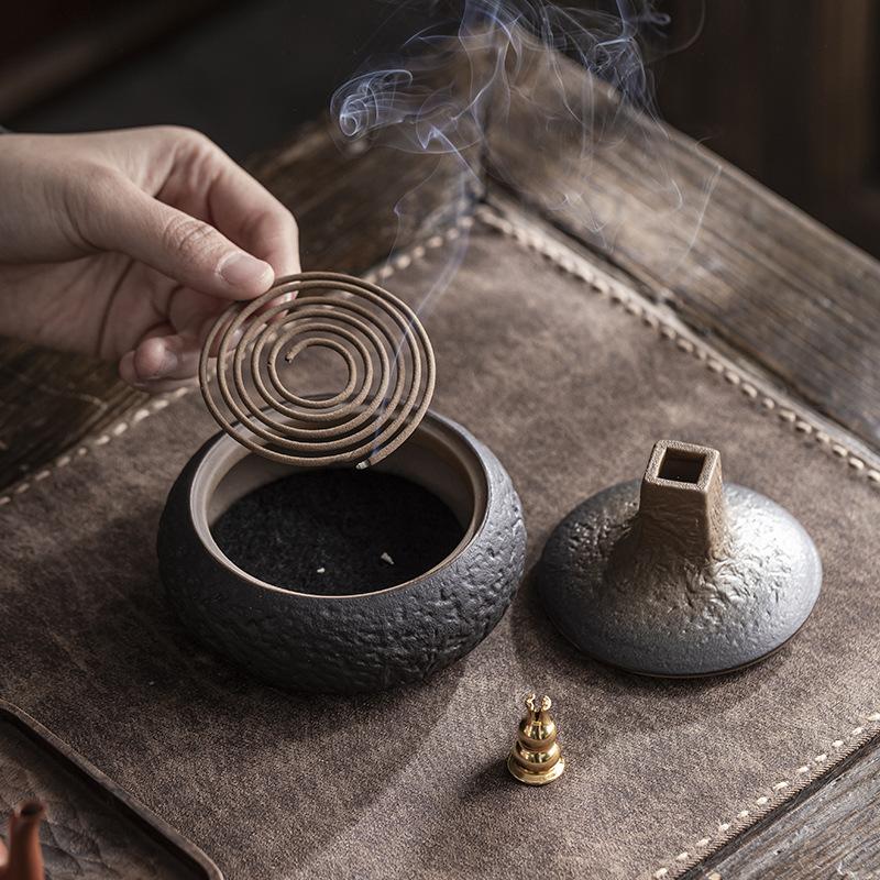 Keramik Halter Brenner Handgefertigter Räucherkegel Ascheauffangschale Räucherschale für Meditation Yoga Heimdekoration Räucherstäbchenhalter