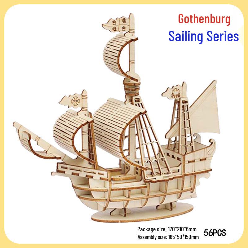 Gothenburg DIY Wooden Sailboat Model Children's 3D Puzzle Toy