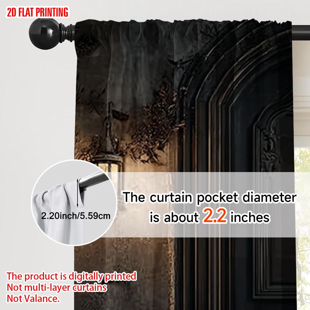 2 Stück 2D-Ebene Druck Vorhänge & Fensterdekoration Spukhaus Design Vielseitig Langlebig Polyester (ohne Stange) Geschenke für