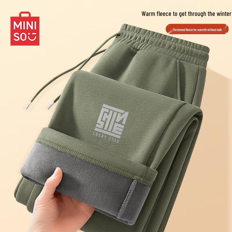 MINISO Men s Fleece-Lined Straight Leg Sweatpants M