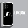 Black Cat Line Phone Case For Samsung Galaxy A15 A25 A24 A23 A22 A21S A20s A13 A10 A05S A04 A03 A02 A14 A15 Soft Back Cover Cats
