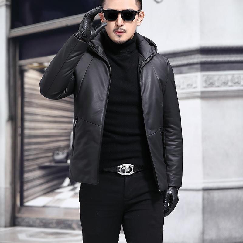 Første lag saueskinn dunjakke høst og vinter skinn skinnjakke herre Haining fortykket skinnjakke