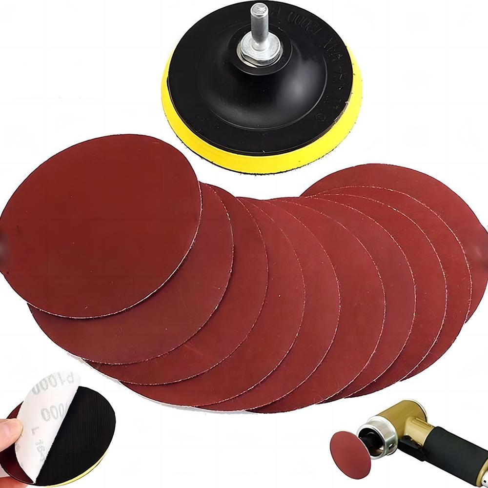 4 Inch Sanding Disc 100mm Hook & Loop Sand Paper 1000 Grit Backing Pad M10 M14 Drill Adaptor 12 PCS Set Polishing Abrasive Tools