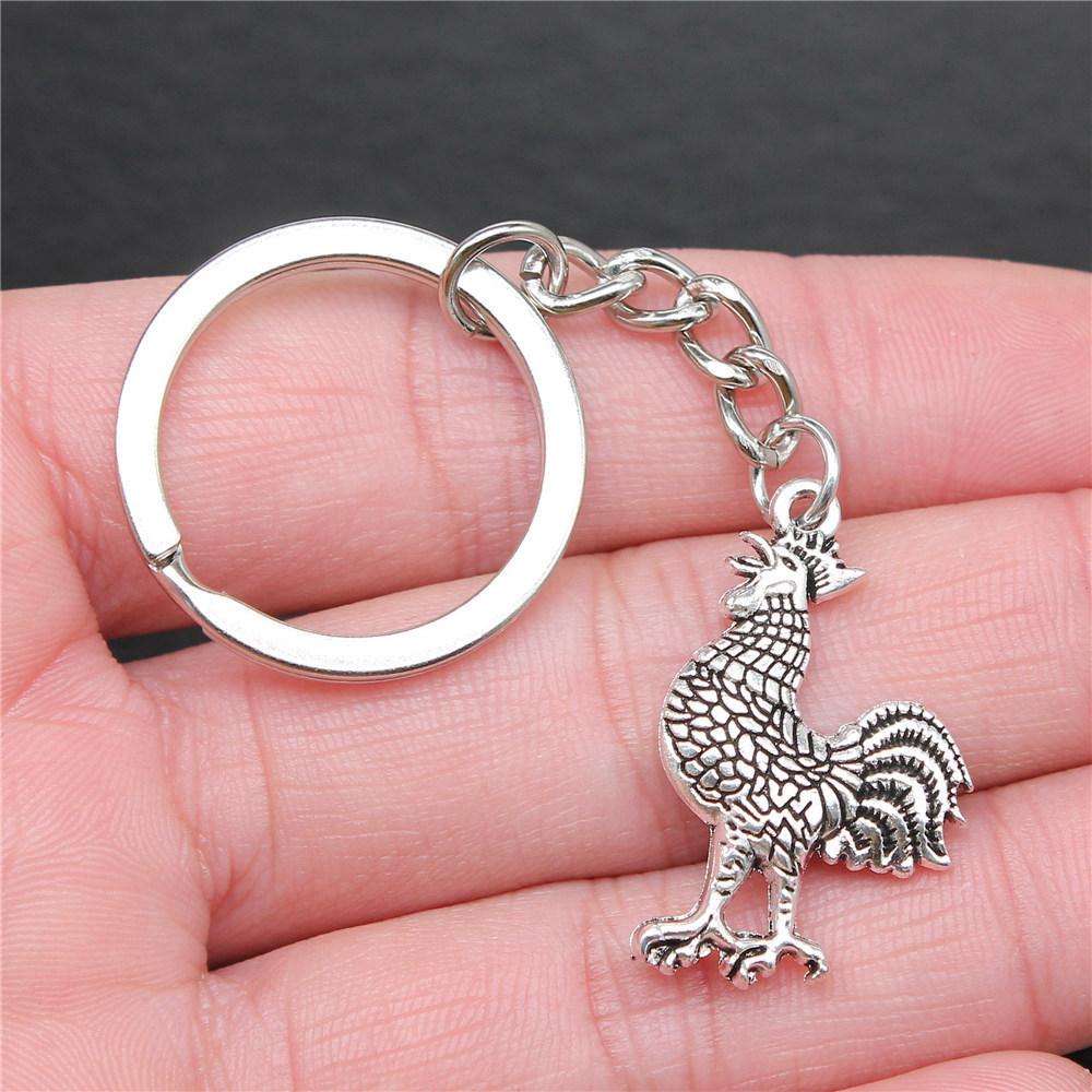 Poultry Farm Chicken Rooster Keychain for Men High Quality Initial New Year Gift Hip Hop Bag Accessory