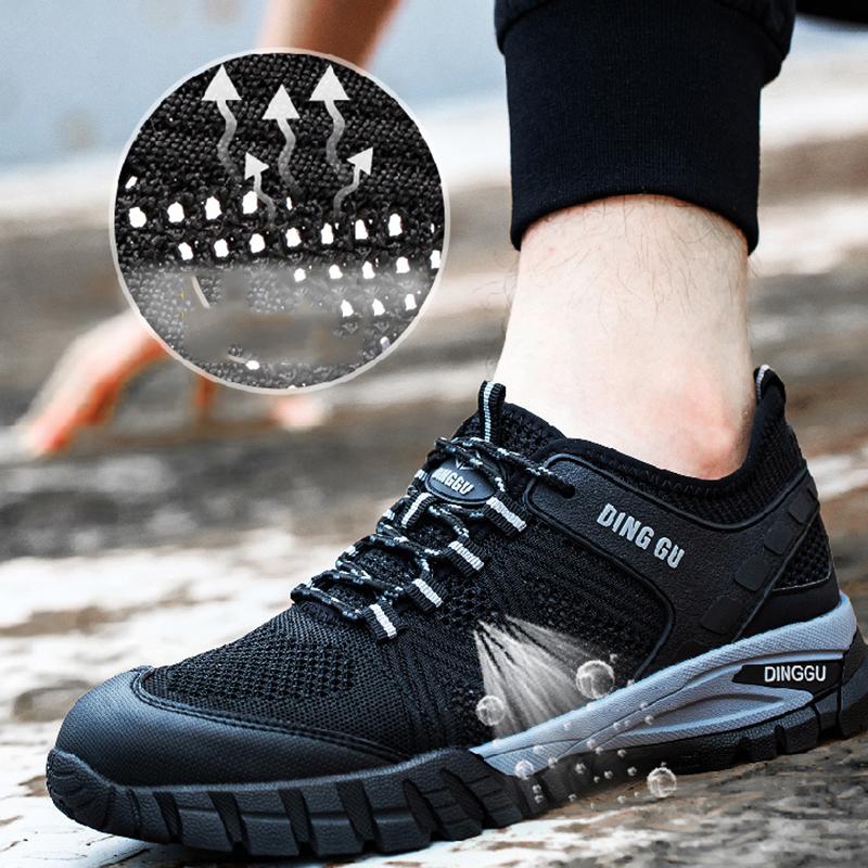 Oulylan Men's Lightweight Safety Boots Steel Toe Anti-Smash Anti-Puncture Breathable Summer Durable Work Protection Shoes