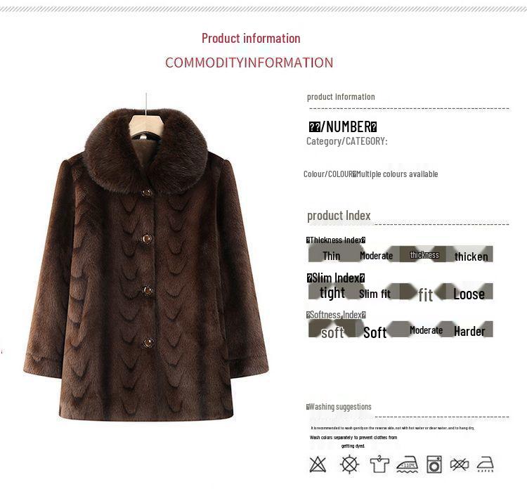 Women's Fleece-Lined Winter Coat for Middle-Aged & Elderly - New Mink Velvet Style for Moms & Grandmas