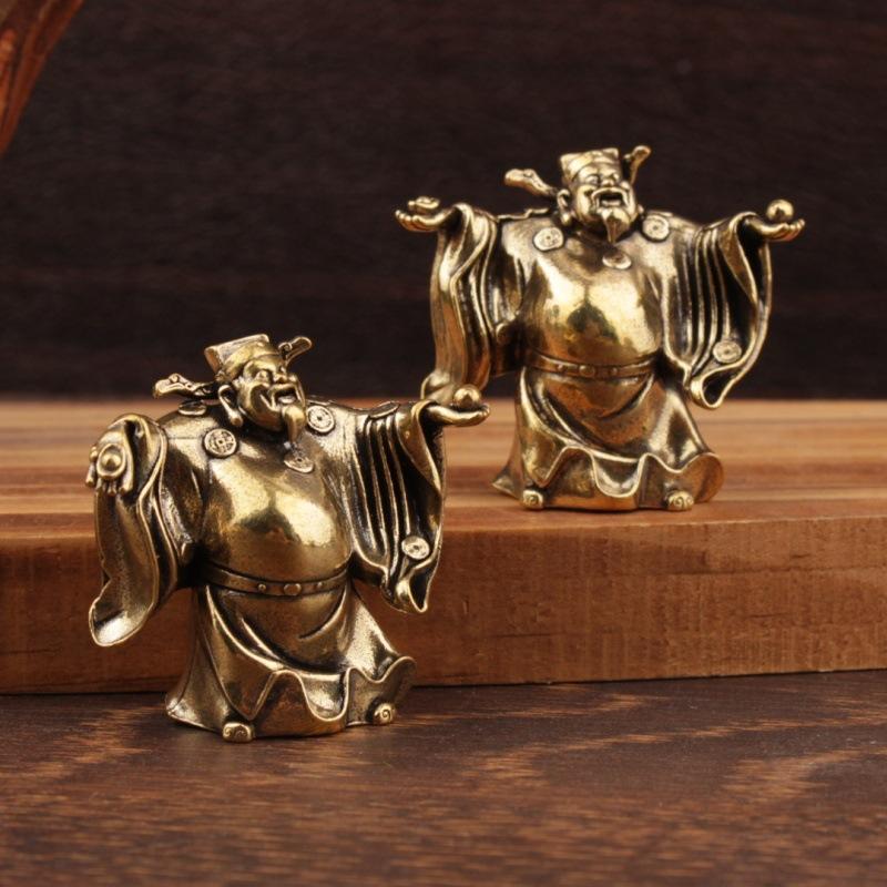 Small Elegant Brass Wealth Ornament Grand Tabletop Statue Decorative Piece for Home Office Business Success Decor