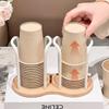 Disposable Cup Storage Holder Rack Shelf Water Cups Organizer Supplie Dispenser with Wood Mug Display Rack Desktop Decoration