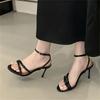 Pesstwei Open Toe Narrow Band Women Sandals Fashion Buckle Strap Thin High Heels Dress Stripper Ladies Summer Shoes Size: 40