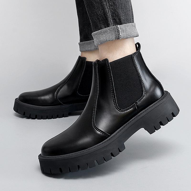 Fashion Autumn and winter men's leather shoes Classic Quality Warmth Outdoor motorcycle Daily business office Thick soled Short boots