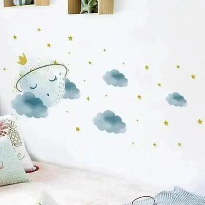 Nieuwe Slapende Kroon Maan Muurstickers voor Jongens Meisjes Slaapkamer Kinderkamer Muurdecoratie Kinderkamer Decoratie Decoratie Huis