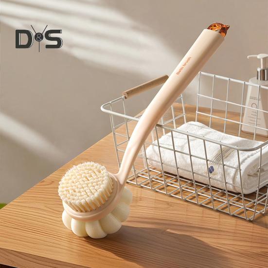 Bath Scrub Brush with Extended Anti-Slip Handle Double-Sided Back Rub Exfoliation Back Scrubber Three-dimensional Massage Brush