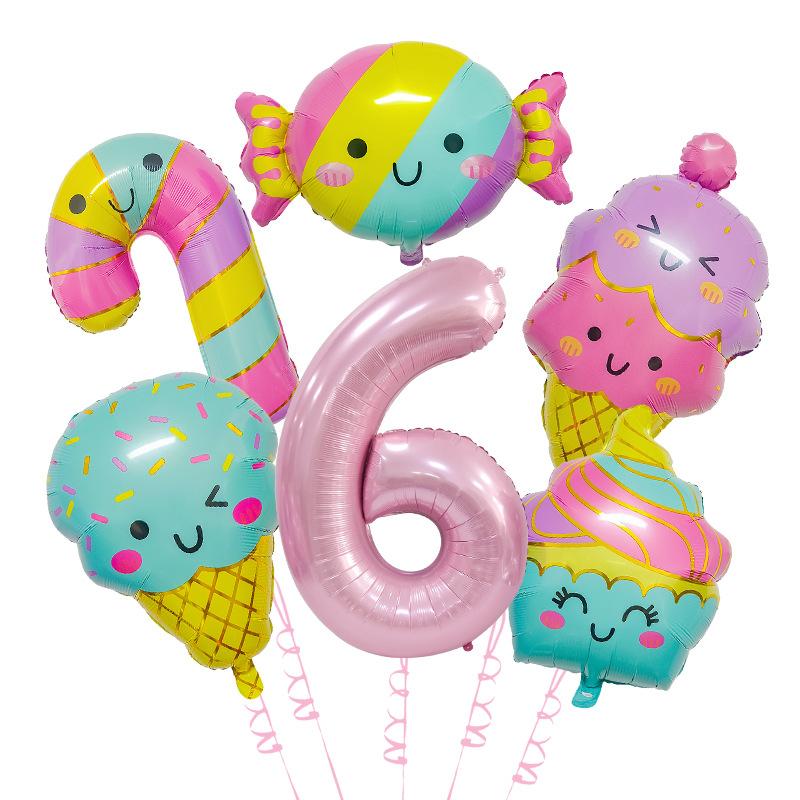 New Cute Candy Ice Cream Balloon Set Children'S Birthday Decoration Scene Arrangement Aluminum Mold Balloon Supplies