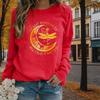 Outono e primavera roupas lua dourada e libélula impressão camisola tops para mulheres gola redonda manga longa