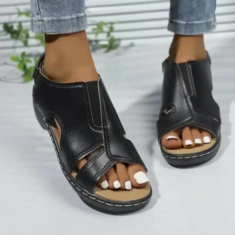 Shoes Beach Sandal Woman Luxury Suit Female Beige Summer Heels Clogs Wedge Large Size Open Toe Black Girls Platform Comfort Big