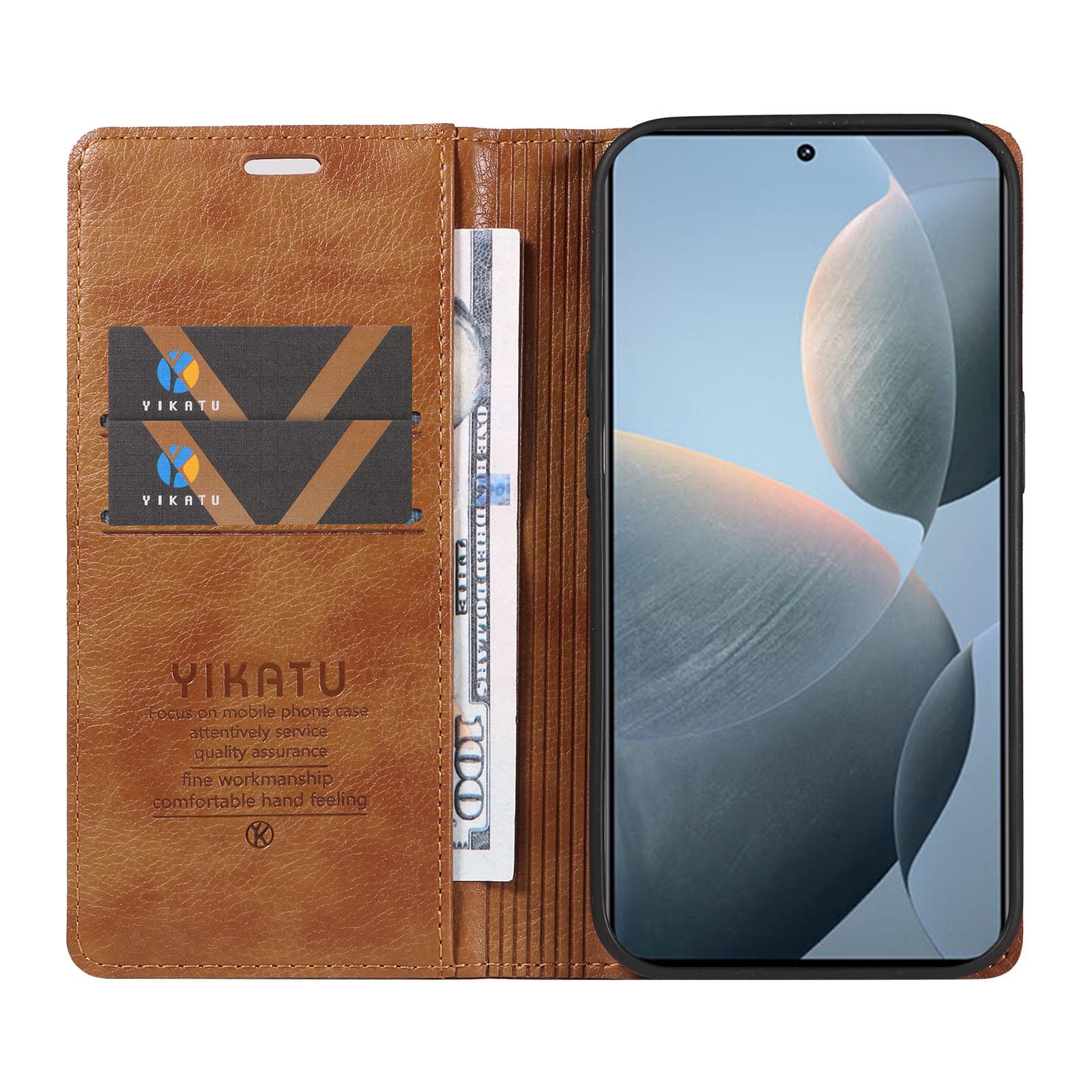 

For Xiaomi 14T Case Wallet Litchi Grain Leather Phone Cover Magnetic Auto-Absorbed Blue